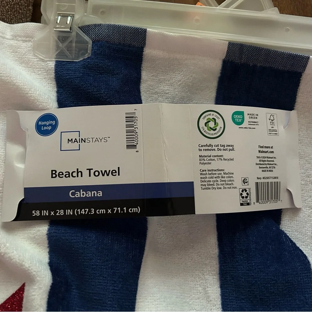 Mainstays‎ Navy/White & Red/White Striped Beach Towel set